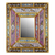 Reverse painted glass wall mirror, 'Florid Majesty' - Reverse Painted Glass Mirror with Floral Motifs from Peru thumbail