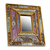 Reverse painted glass wall mirror, 'Florid Majesty' - Reverse Painted Glass Mirror with Floral Motifs from Peru (image 2c) thumbail