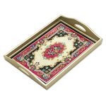 Reverse painted glass tray, 'Heavenly Bouquet in Silver' - Reverse Painted Glass Tray in Silver from Peru