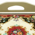 Reverse painted glass tray, 'Heavenly Bouquet in Silver' - Reverse Painted Glass Tray in Silver from Peru