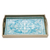 Reverse painted glass tray, 'Floral Marvel in Silver' - Reverse Painted Glass Tray in Blue and Silver from Peru (image 2c) thumbail