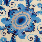 Reverse-painted glass tray, 'Celestial Paradise' - Reverse-Painted Glass Tray with Blue Floral Motifs from Peru