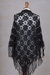 100% alpaca shawl, 'Poinsettias and Pinwheels' - Black Alpaca Shawl Hand Crocheted with Stars and Pinwheels (image 2c) thumbail