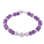 Amethyst beaded bracelet, 'Violet Orbs' - Amethyst and Sterling Silver Beaded Bracelet from Peru (image 2a) thumbail