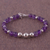 Amethyst beaded bracelet, 'Violet Orbs' - Amethyst and Sterling Silver Beaded Bracelet from Peru
