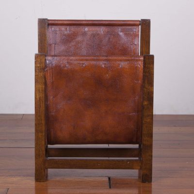 Cedar and leather magazine holder, 'Vintage Memory' - Cedar Wood and Leather Magazine Holder from Peru