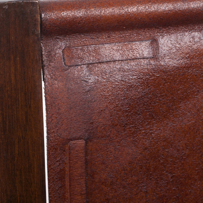 Cedar and leather magazine holder, 'Vintage Memory' - Cedar Wood and Leather Magazine Holder from Peru