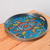 Reverse painted glass tray, 'New Blue Bloom' - Reverse Painted Glass Floral Tray in Blue from Peru (image 2) thumbail