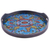 Reverse painted glass tray, 'New Blue Bloom' - Reverse Painted Glass Floral Tray in Blue from Peru thumbail