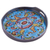 Reverse painted glass tray, 'New Blue Bloom' - Reverse Painted Glass Floral Tray in Blue from Peru (image 2d) thumbail