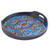 Reverse painted glass tray, 'New Blue Bloom' - Reverse Painted Glass Floral Tray in Blue from Peru (image 2e) thumbail