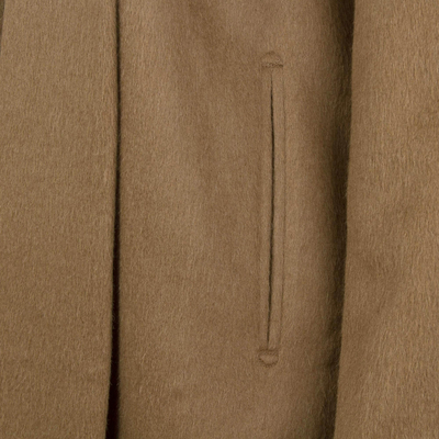 Mantel aus Baby-Alpaka-Mischung - Südamerikanischer Mantel aus Baby-Alpaka-Mischung mit offener Vorderseite in Karamell