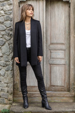 Alpaca blend coat, 'Elegance in Black' - Peruvian Alpaca Wool Blend Open Front Coat in Black