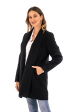 Alpaca blend coat, 'Elegance in Black' - Peruvian Alpaca Wool Blend Open Front Coat in Black