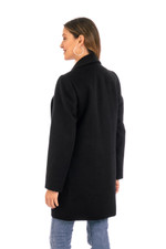 Alpaca blend coat, 'Elegance in Black' - Peruvian Alpaca Wool Blend Open Front Coat in Black