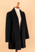 Mantel aus Alpaka-Mischung - Mantel aus peruanischer Alpaka-Wollmischung mit offener Vorderseite in Schwarz