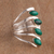 Chrysocolla multi-stone ring, 'Radiant Leaves' - Chrysocolla and 950 Silver Leaf Multi Stone Ring from Peru thumbail