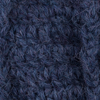 100% alpaca hat, 'Denim Softness' - Hand-Crocheted Alpaca Hat in Denim from Peru
