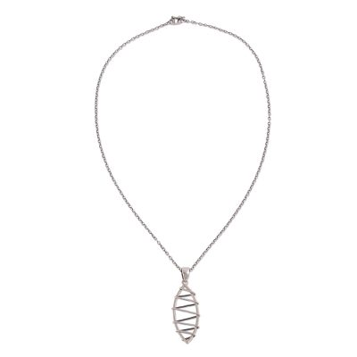 Sterling silver pendant necklace, 'Spiral Leaf' - Sterling Silver Spiral Pendant Necklace from Peru
