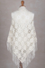 100% alpaca shawl, 'Ivory Angel' - Hand-Crocheted 100% Alpaca Floral Shawl in Ivory from Peru (image 2f) thumbail