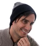 100% alpaca hat, 'Warm Braids in Smoke' - Knit 100% Alpaca Hat in Smoke and Black from Peru