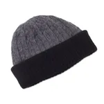 100% alpaca hat, 'Warm Braids in Smoke' - Knit 100% Alpaca Hat in Smoke and Black from Peru