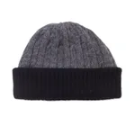 100% alpaca hat, 'Warm Braids in Smoke' - Knit 100% Alpaca Hat in Smoke and Black from Peru
