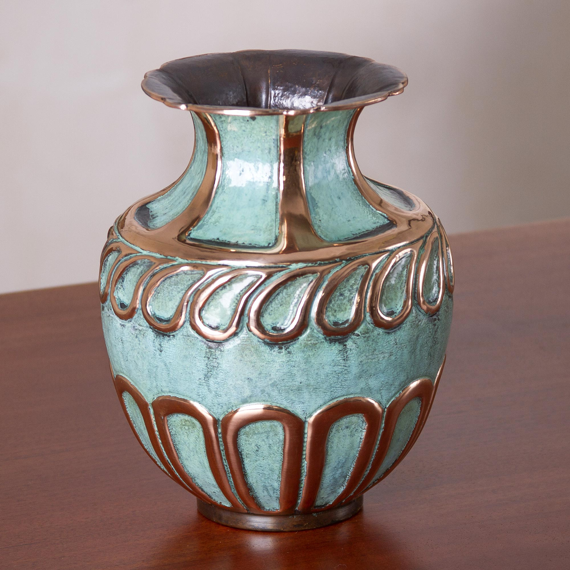 Oxidized Copper And Bronze Decorative Vase From Peru Moment Of