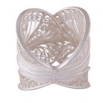 Sterling silver filigree band ring, 'Windy Currents' - Handcrafted Sterling Silver Filigree Band Ring from Peru