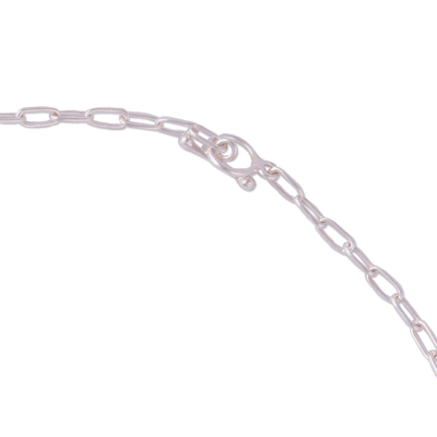 Collar con colgante de filigrana en plata de primera ley - Collar con colgante circular de filigrana de plata esterlina de Perú