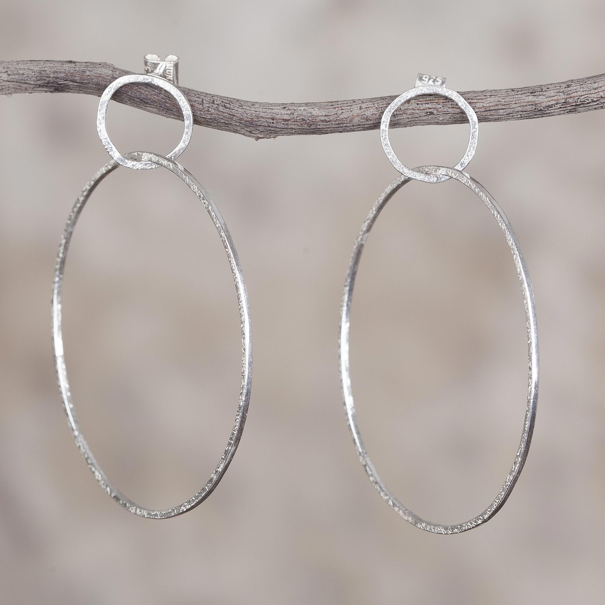 NOVICA Pair of .925 Sterling Silver Ear Cuffs Circle Shimmer