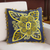 Wool blend cushion cover, 'Verdant Mystery' - Wool Blend Floral Cushion Cover in Azure and Daffodil thumbail