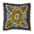 Wool blend cushion cover, 'Verdant Mystery' - Wool Blend Floral Cushion Cover in Azure and Daffodil (image 2a) thumbail