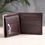 Leather wallet, 'Golden Brown History' - Handcrafted Leather Wallet in Espresso from Peru