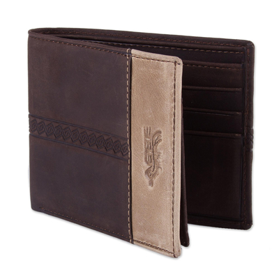 Leather wallet, 'Golden Brown History' - Handcrafted Leather Wallet in Espresso from Peru