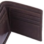 Leather wallet, 'Golden Brown History' - Handcrafted Leather Wallet in Espresso from Peru