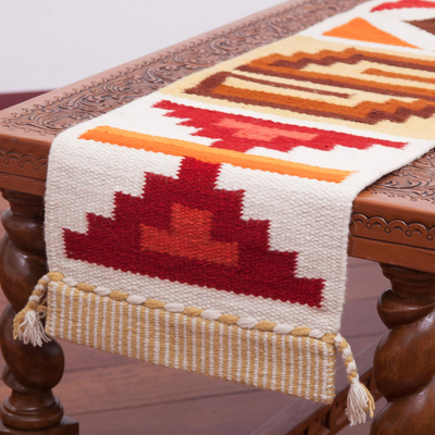 Wool blend table runner, Style of the Andes