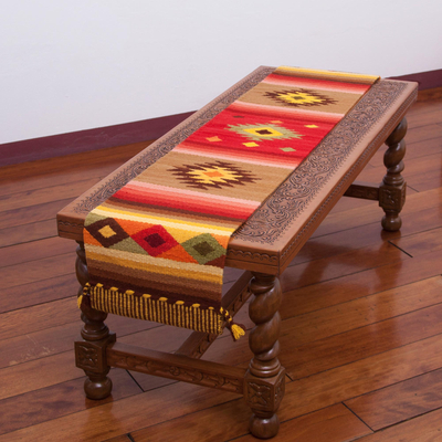 Tischläufer aus Wollmischung - Kunsthandwerklich gefertigter geometrischer Tischläufer aus Wollmischung aus Peru