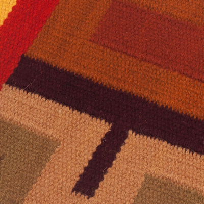 Wool blend table runner, 'Beauty in Asymmetry' - Handwoven Colorful Wool Blend Table Runner from Peru