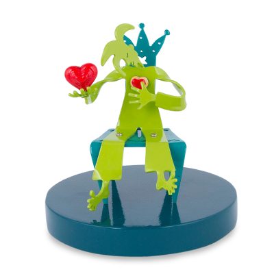 Aluminum sculpture, 'King of Your Heart' - Aluminum Love-Themed Harlequin Sculpture from Peru
