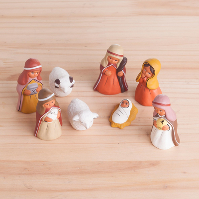 Ceramic nativity scene, 'Arabic Nativity' (set of 8) - Hand-Painted Ceramic Arabic Nativity Scene from Peru
