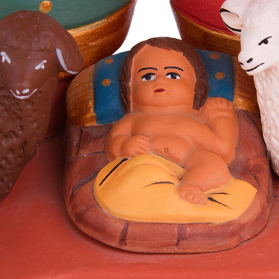 Ceramic nativity scene, 'Resplendent Nativity' - Hand-Painted Ceramic Andean Nativity Scene from Peru