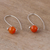 Agate drop earrings, 'Spheres of Splendor' - Orange Agate and Sterling Silver Drop Earrings from Peru (image 2b) thumbail