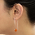 Agate drop earrings, 'Spheres of Splendor' - Orange Agate and Sterling Silver Drop Earrings from Peru