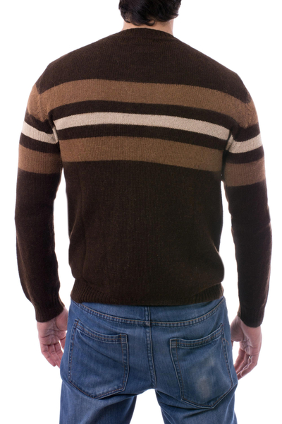 Suéter de hombre 100% alpaca - Suéter Pullover 100% Alpaca para Hombre en Tonos de Marrón