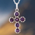 Amethyst pendant necklace, 'Faith Affirmation' - Handcrafted Six-Gemstone Amethyst and Silver Cross Necklace (image 2) thumbail