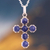 Sodalite cross necklace, 'Faith Affirmation' - Six-Gemstone Sodalite and Silver Handcrafted Cross Necklace (image 2) thumbail