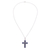 Sodalite cross necklace, 'Faith Affirmation' - Six-Gemstone Sodalite and Silver Handcrafted Cross Necklace thumbail