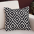 Wool cushion cover, 'Stylish Geometry' - Wool Cushion Cover in Eggshell and Black from Peru thumbail