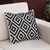 Wool cushion cover, 'Stylish Geometry' - Wool Cushion Cover in Eggshell and Black from Peru (image 2b) thumbail